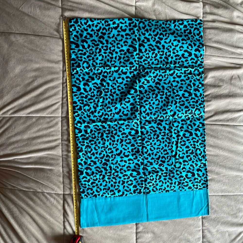 2 - Handmade Animal Print Pillowcases (teal and black)